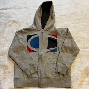 Champion Sweater Boys Small Gray Full Zip Up Hoodie Sweatshirt Youth/Kids *